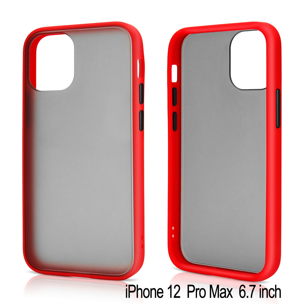 Slim Matte Hybrid Bumper Case for iPHONE 12 Pro Max 6.7 inch (Red)